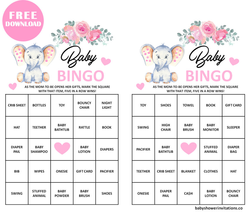 FREE Printable Baby Shower Bingo Cards For Printing