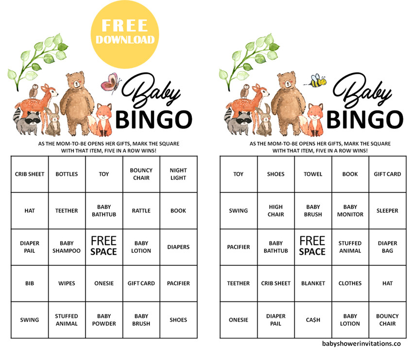 30 Free Printable Baby Bingo Cards