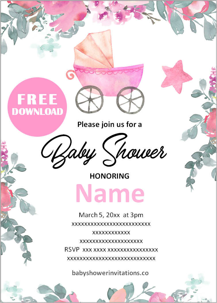 Pink baby shower invitations