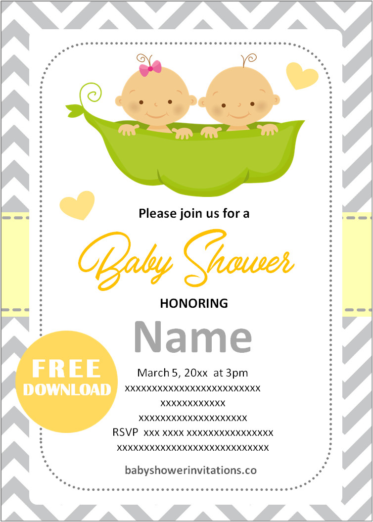 Twins digital baby shower invitations