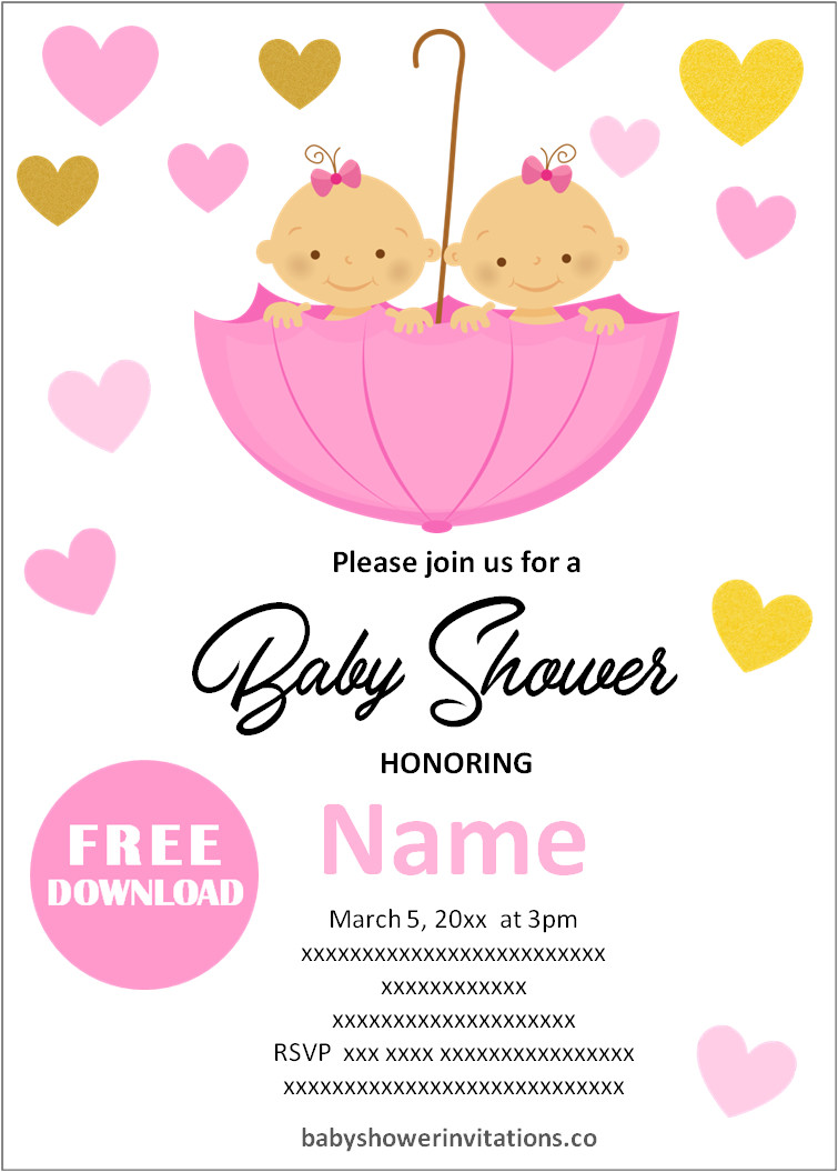 twin girls baby shower invitation