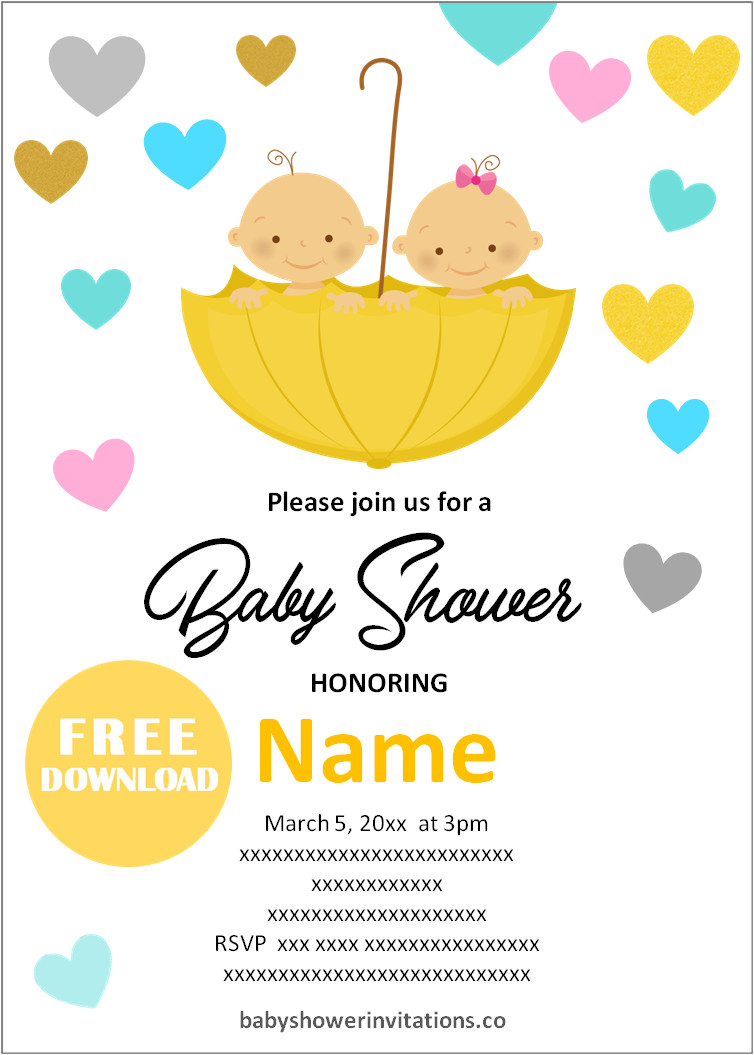 Twins baby shower invitations