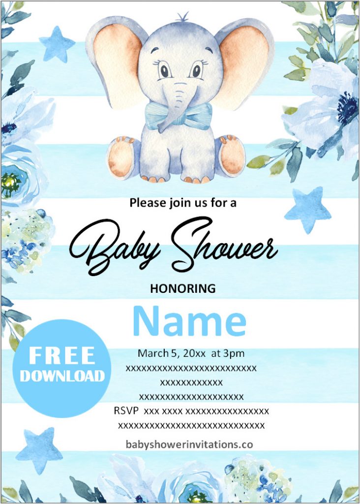 Free Printable Elephant Baby Shower Invitations Templates