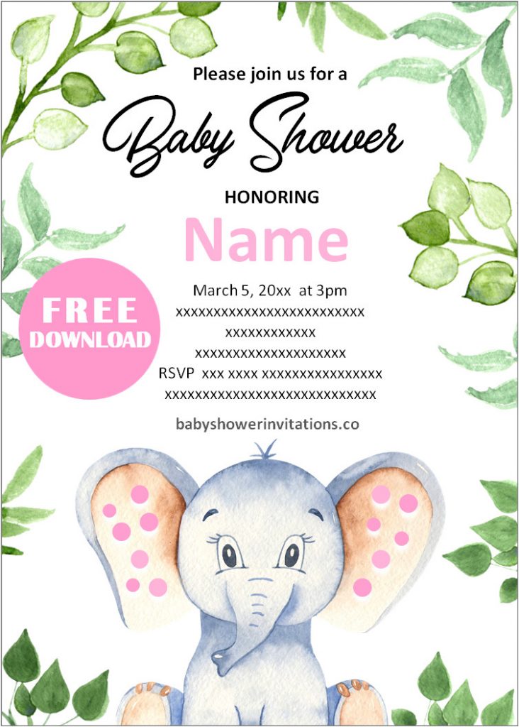 Free Printable Elephant Baby Shower Invitations Templates 