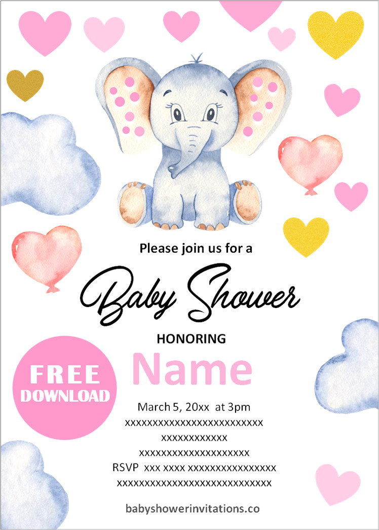 Elephant Baby Shower Invitations Free