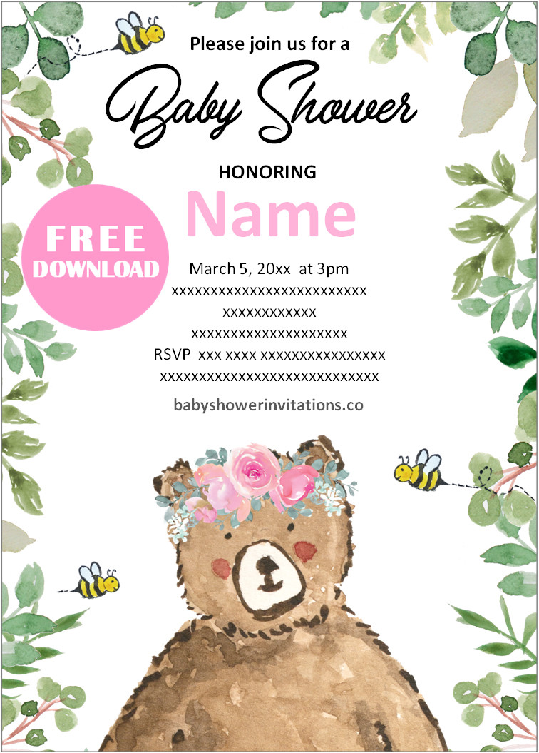 Free Printable Woodland Baby Shower Invitations Templates 🐻
